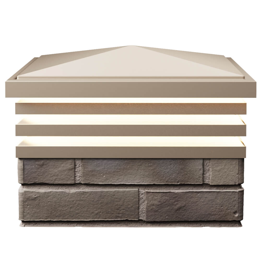 Колпак Zking Бона ХайТек Бежевый на столб 1.5х1.5 кирпича (385х385мм) с подсветкой в Таганроге фото