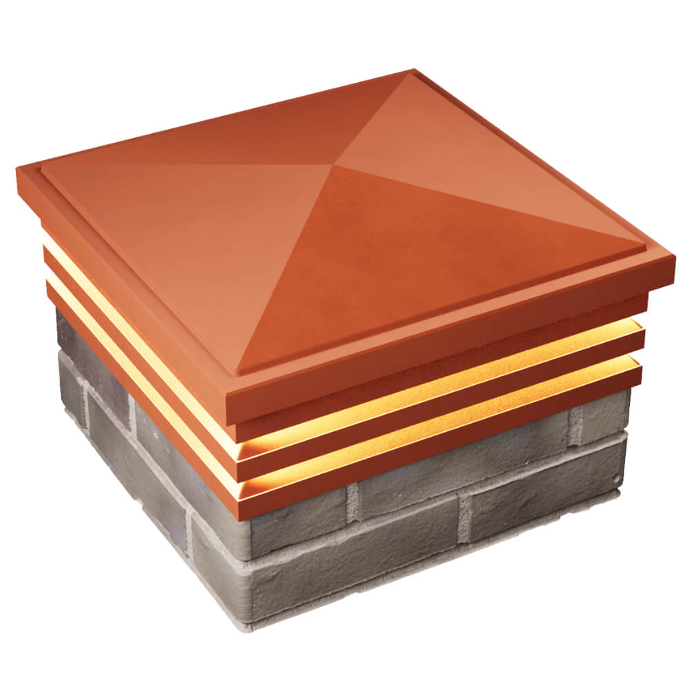 Колпак Zking Бона ХайТек Красный на столб 1.5х1.5 кирпича (385х385мм) с подсветкой в Таганроге фото