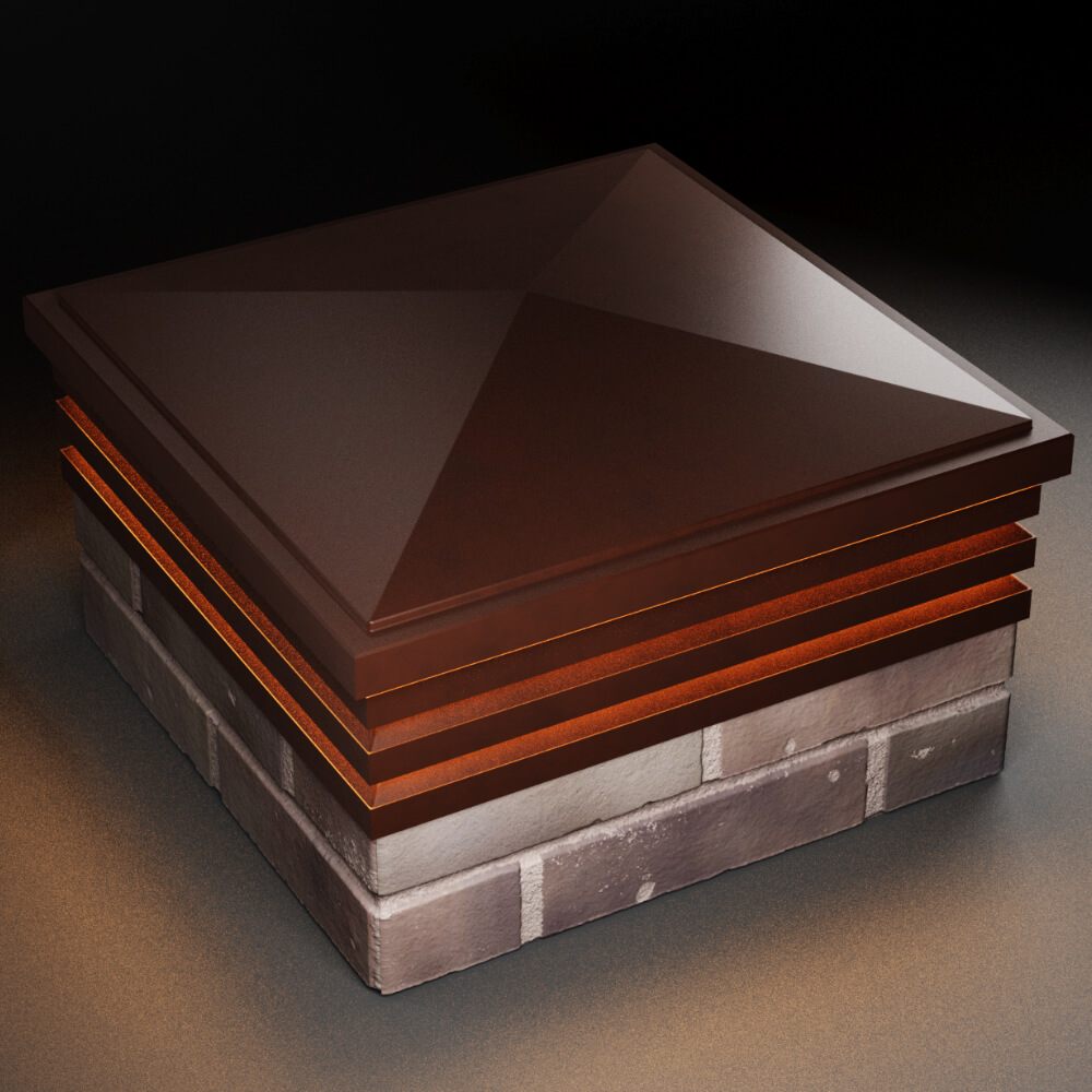 Колпак Zking Бона ХайТек Коричневый на столб 2х2 кирпича (513х513мм) с подсветкой в Таганроге фото