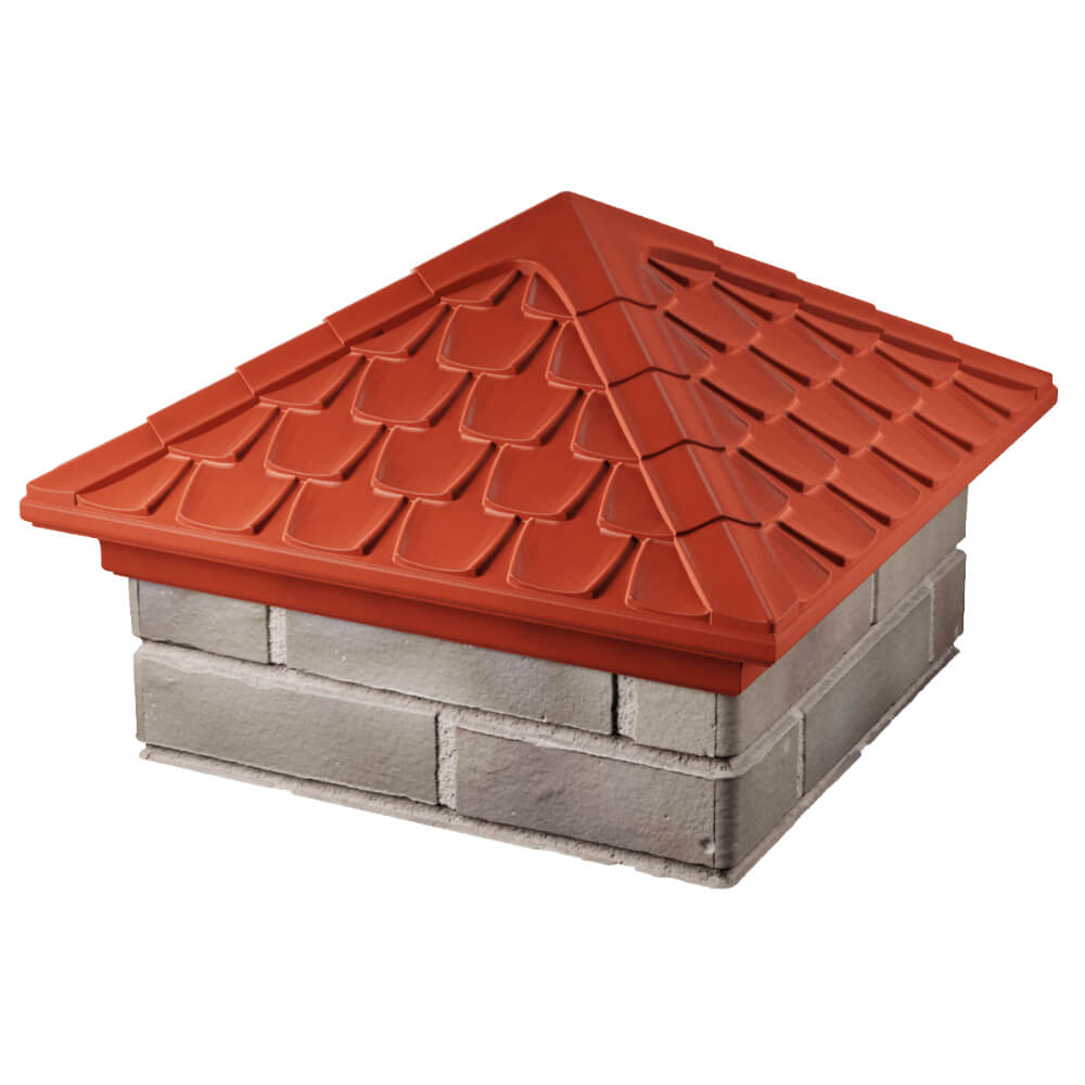 Колпак Zking Эльбрус Красный на столб 1.5х1.5 кирпича (385х385мм) в Таганроге фото