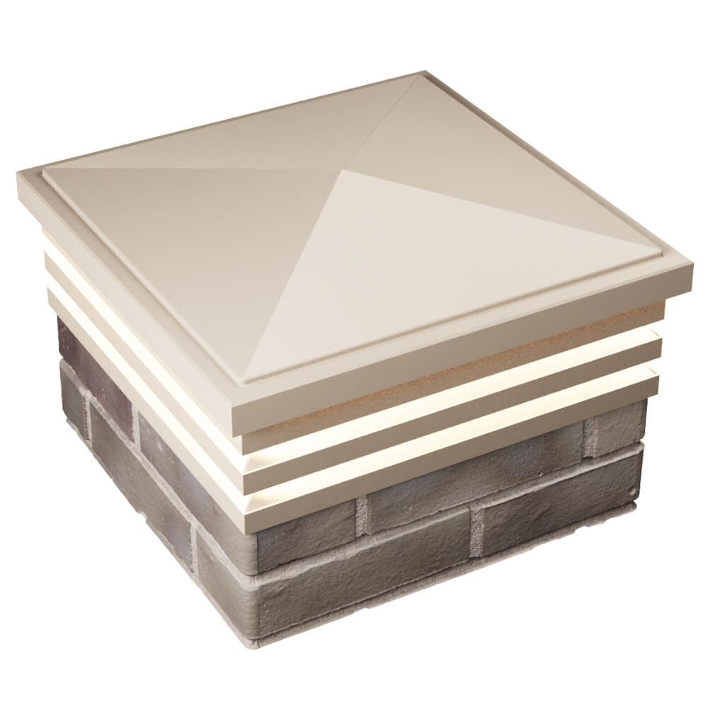 Колпак Zking Бона ХайТек Бежевый на столб 1.5х1.5 кирпича (385х385мм) с подсветкой в Таганроге фото