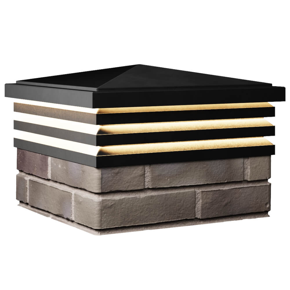 Колпак Zking Бона ХайТек Черный на столб 1.5х1.5 кирпича (385х385мм) с подсветкой в Таганроге фото