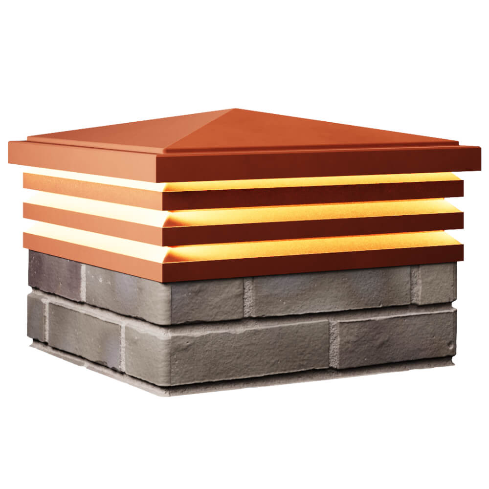 Колпак Zking Бона ХайТек Красный на столб 1.5х1.5 кирпича (385х385мм) с подсветкой в Таганроге фото