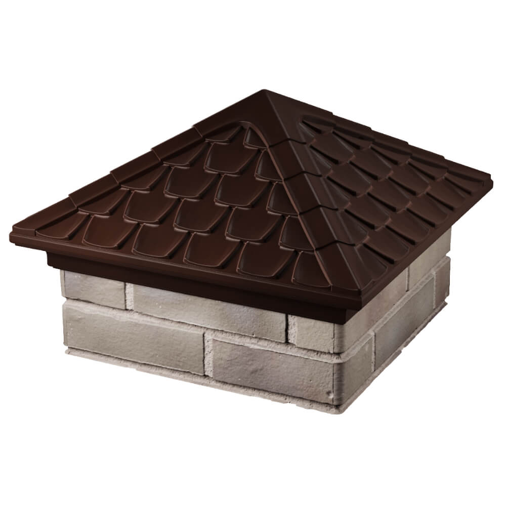 Колпак Zking Эльбрус Коричневый на столб 1.5х1.5 кирпича (385х385мм) в Таганроге фото