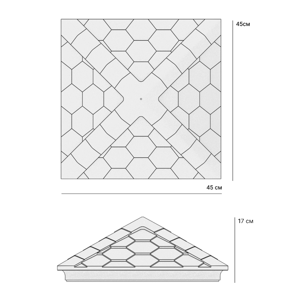 Колпак Zking Эверест Черный на столб 1.5х1.5 кирпича (390х390мм) в Таганроге фото