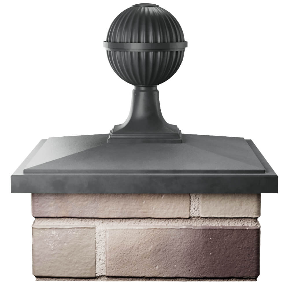 Колпак Zking БонаМоно Серый с шаром на столб 1.5х1.5 кирпича (385х385, 400х400мм) в сборе Таганрог фото