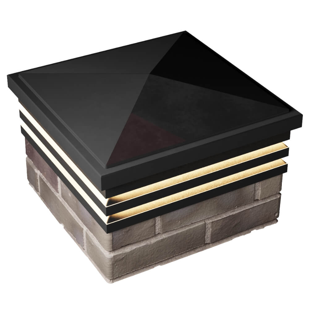 Колпак Zking Бона ХайТек Черный на столб 1.5х1.5 кирпича (385х385мм) с подсветкой в Таганроге фото