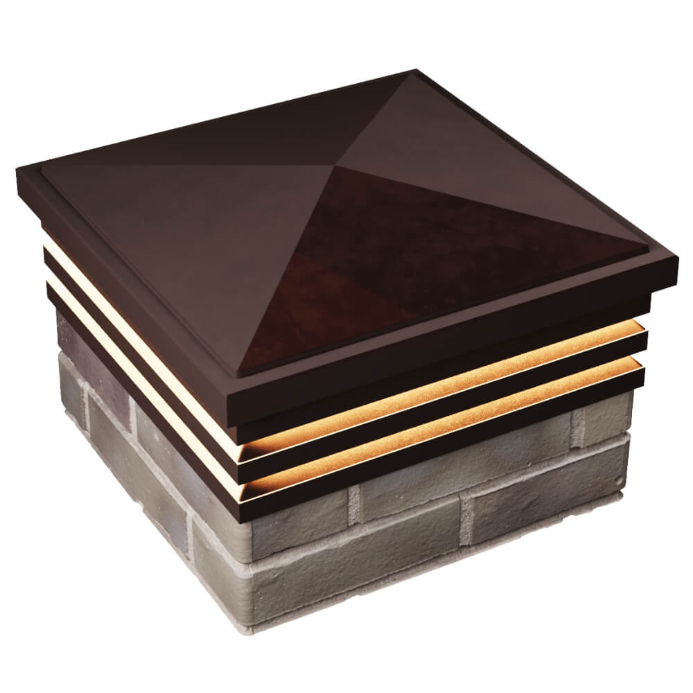 Колпак Zking Бона ХайТек Коричневый на столб 1.5х1.5 кирпича (385х385мм) с подсветкой в Таганроге фото