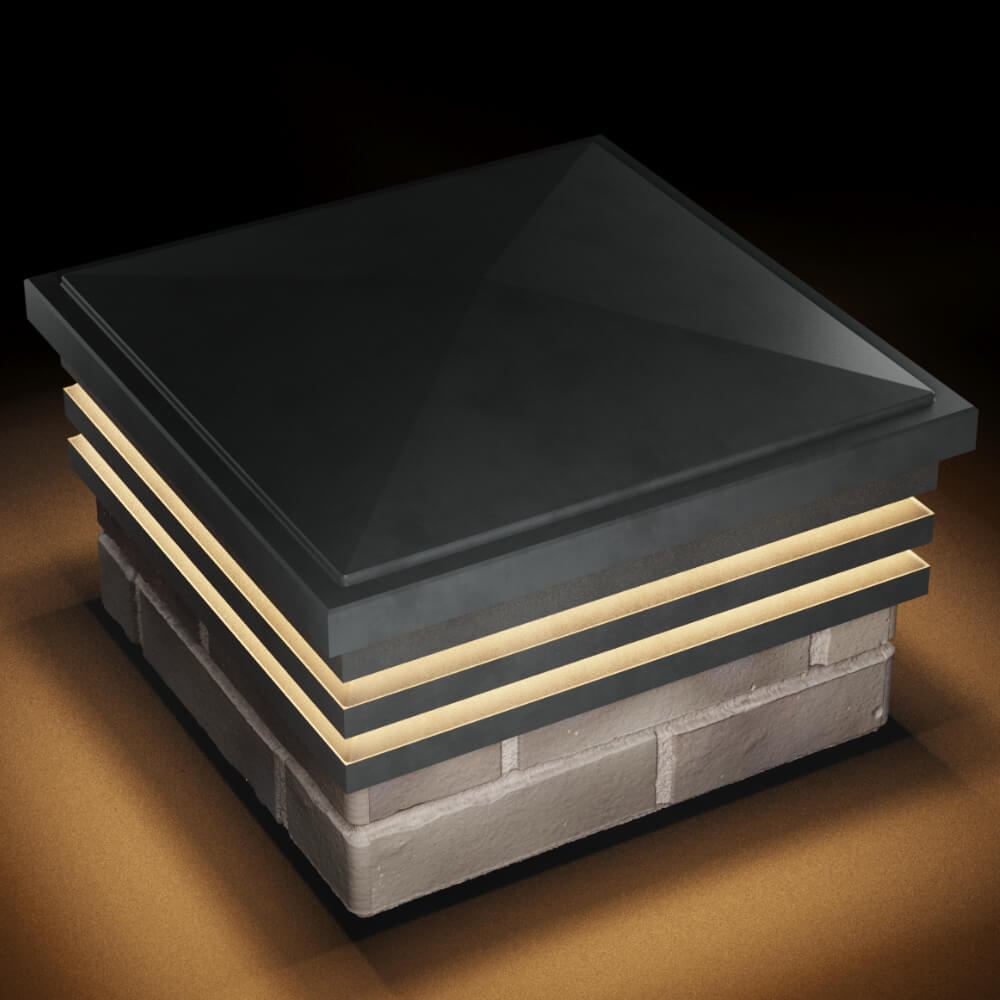 Колпак Zking Бона ХайТек Серый на столб 1.5х1.5 кирпича (385х385мм) с подсветкой в Таганроге фото