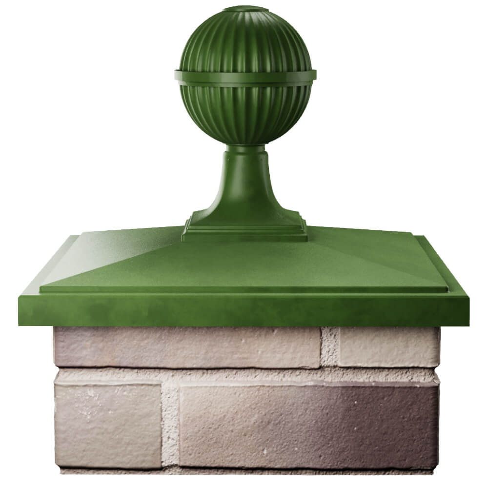 Колпак Zking БонаМоно Зеленый с шаром на столб 1.5х1.5 кирпича (385х385, 400х400мм) в сборе Таганрог фото