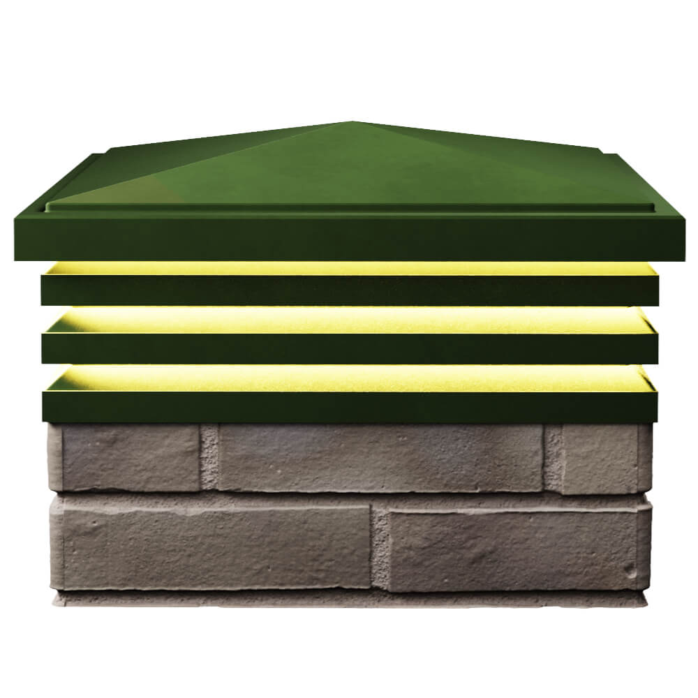 Колпак Zking Бона ХайТек Зеленый на столб 1.5х1.5 кирпича (385х385мм) с подсветкой в Таганроге фото