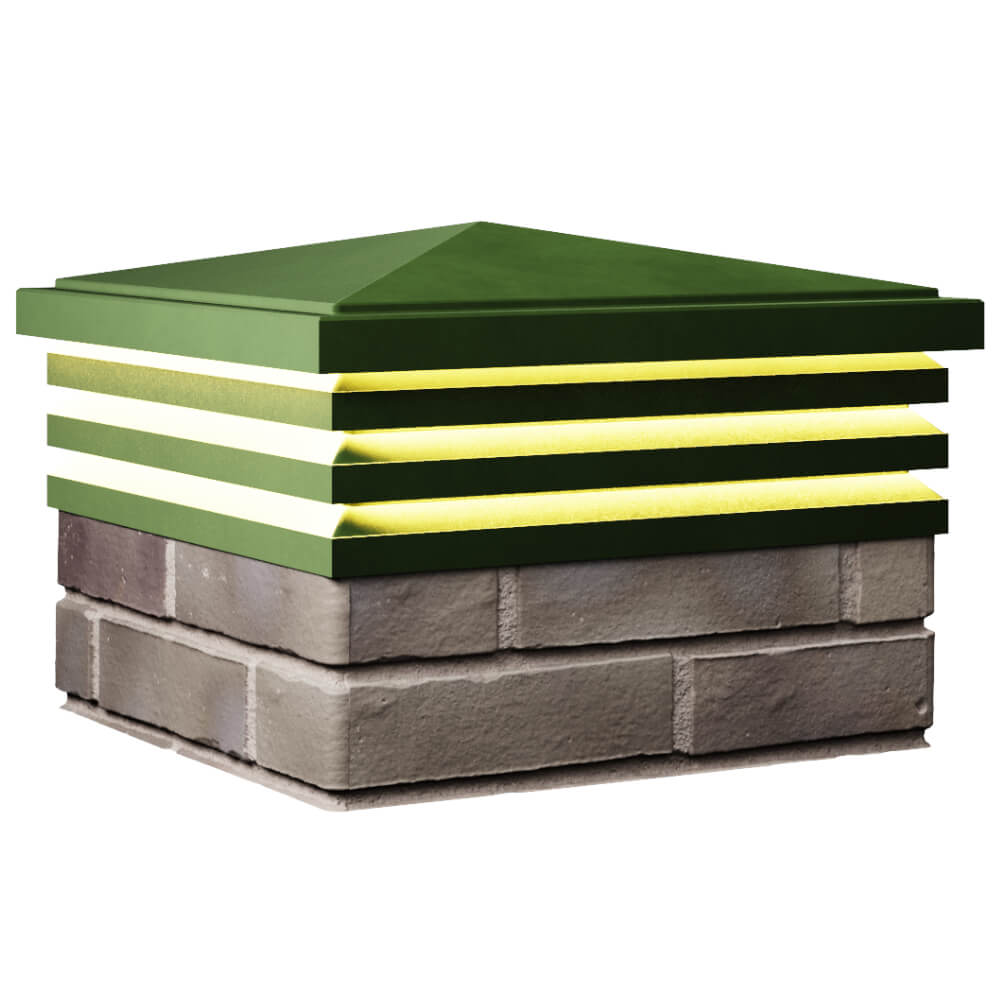 Колпак Zking Бона ХайТек Зеленый на столб 1.5х1.5 кирпича (385х385мм) с подсветкой в Таганроге фото