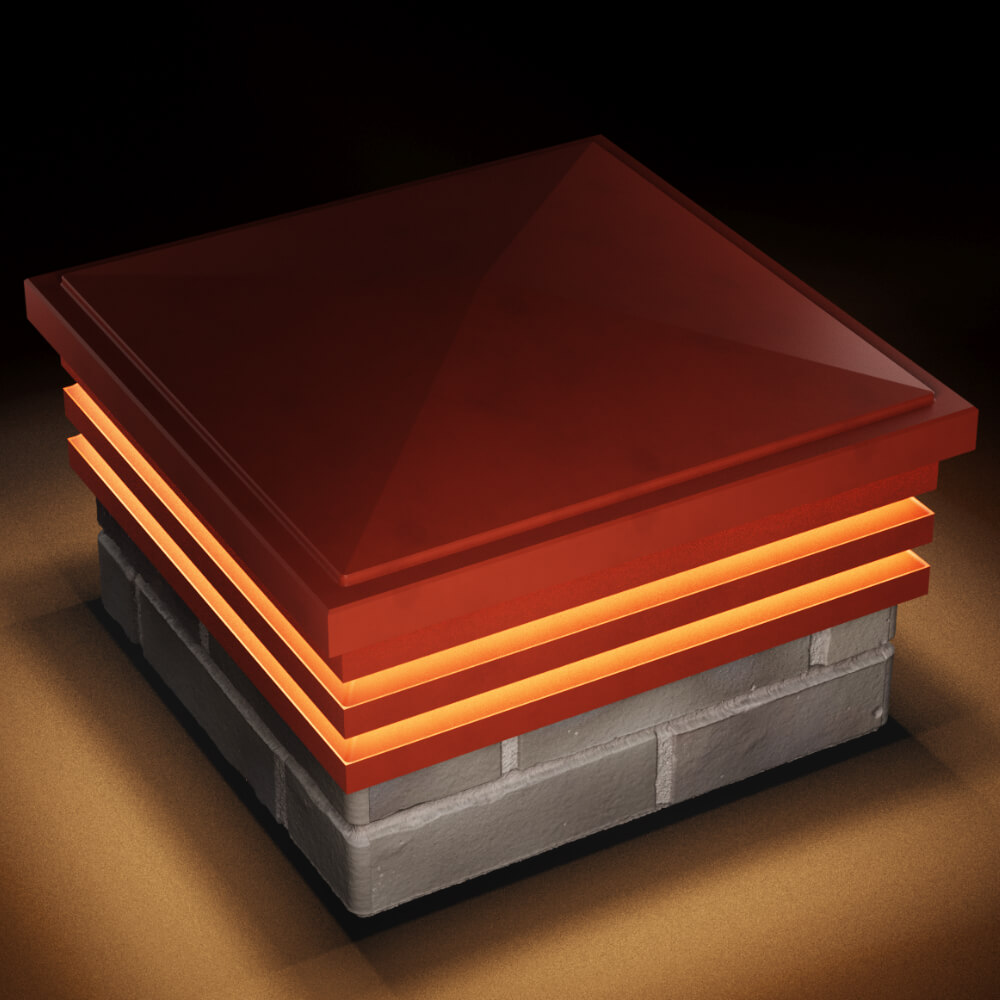 Колпак Zking Бона ХайТек Красный на столб 1.5х1.5 кирпича (385х385мм) с подсветкой в Таганроге фото