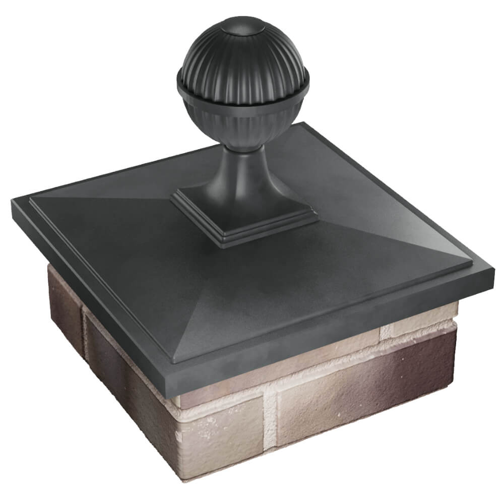 Колпак Zking БонаМоно Серый с шаром на столб 1.5х1.5 кирпича (385х385, 400х400мм) в сборе в Таганроге фото
