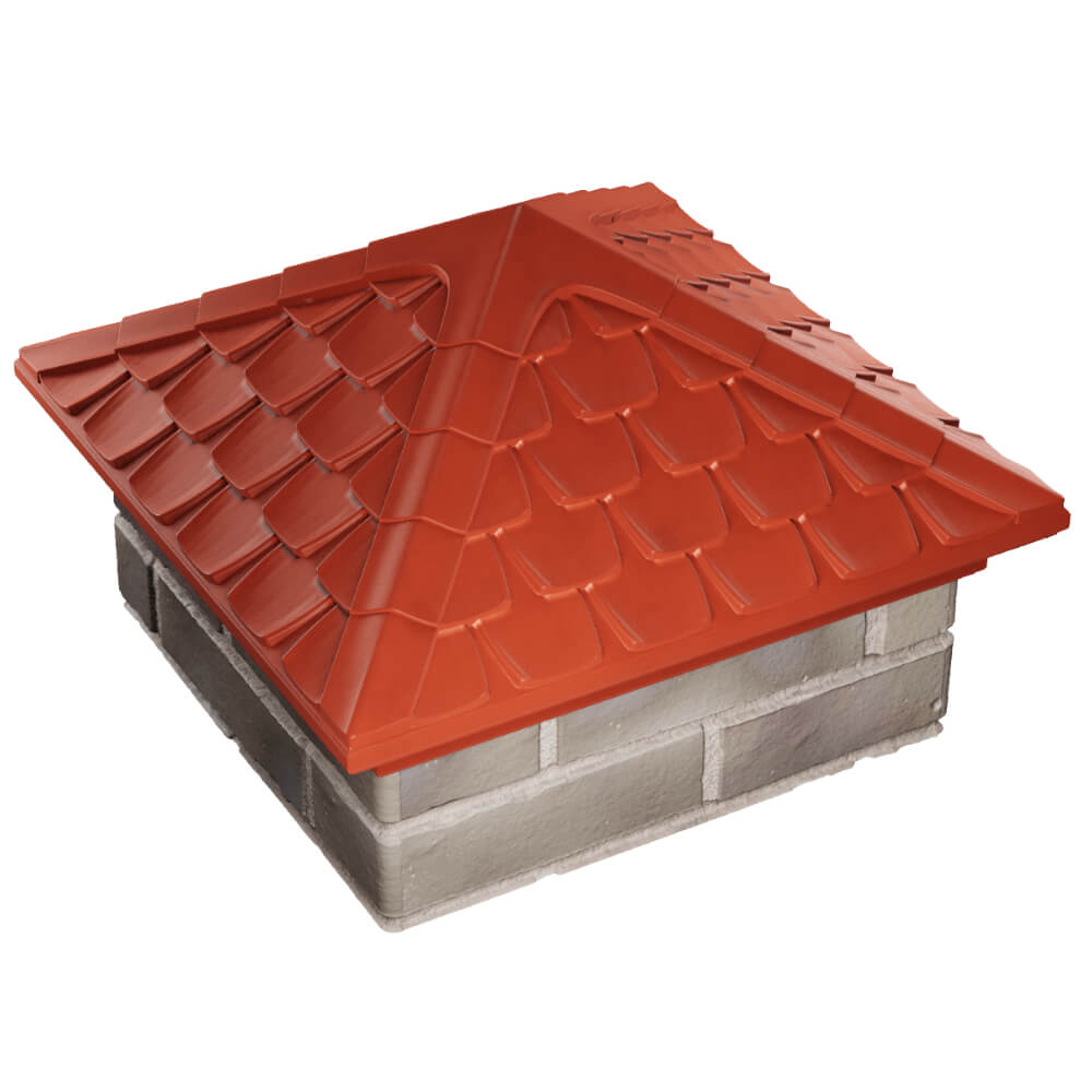 Колпак Zking Эльбрус Красный на столб 1.5х1.5 кирпича (385х385мм) в Таганроге фото