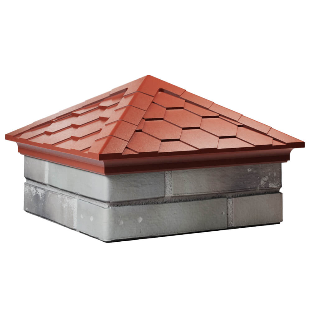 Колпак Zking Эверест Красный на столб 1.5х1.5 кирпича (390х390мм) в Таганроге фото