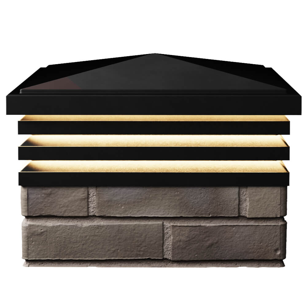 Колпак Zking Бона ХайТек Черный на столб 1.5х1.5 кирпича (385х385мм) с подсветкой в Таганроге фото