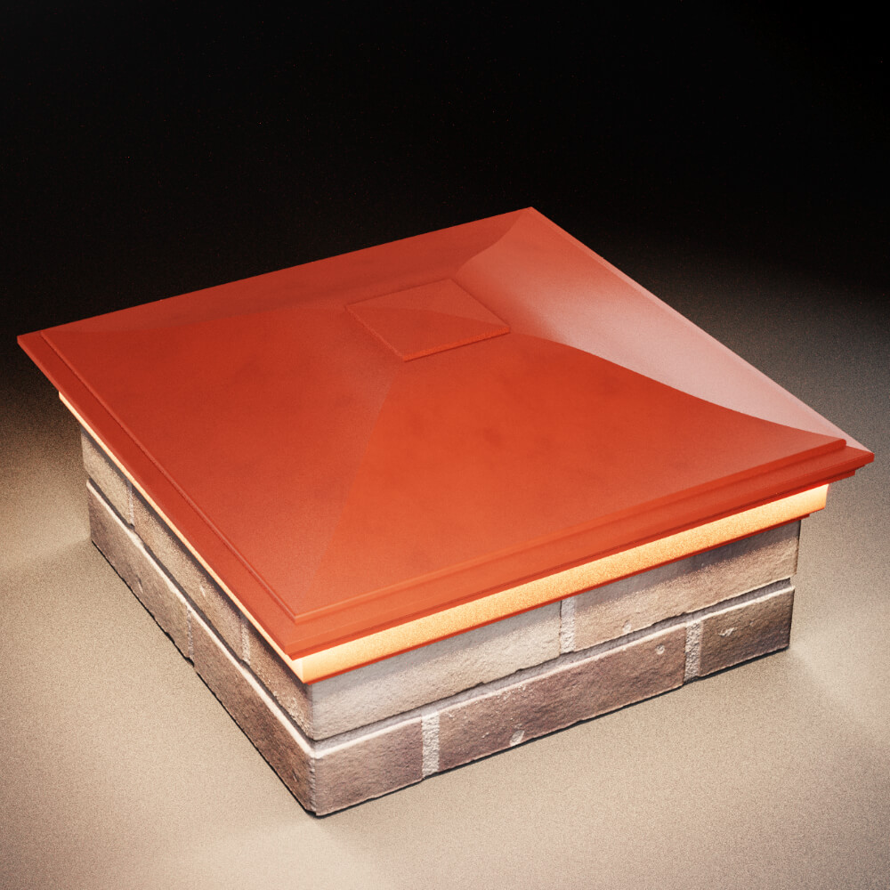 Колпак Zking Монблан Красный на столб 2х2 кирпича (515х515мм) c подсветкой в Таганроге фото