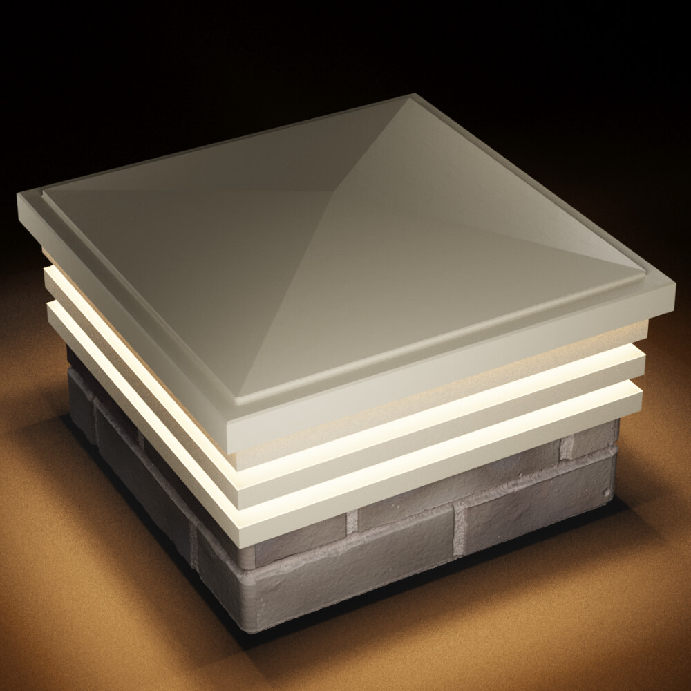 Колпак Zking Бона ХайТек Бежевый на столб 1.5х1.5 кирпича (385х385мм) с подсветкой в Таганроге фото