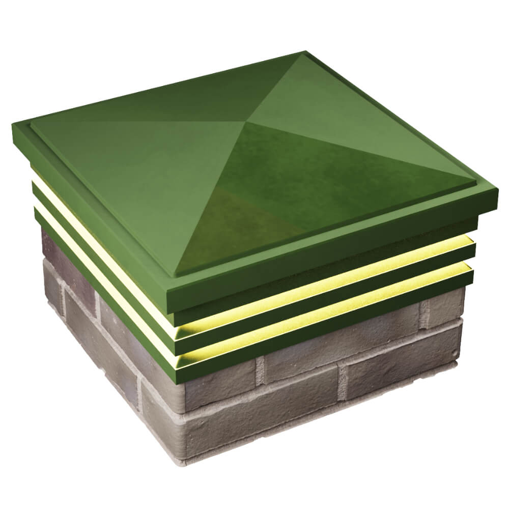 Колпак Zking Бона ХайТек Зеленый на столб 1.5х1.5 кирпича (385х385мм) с подсветкой в Таганроге фото