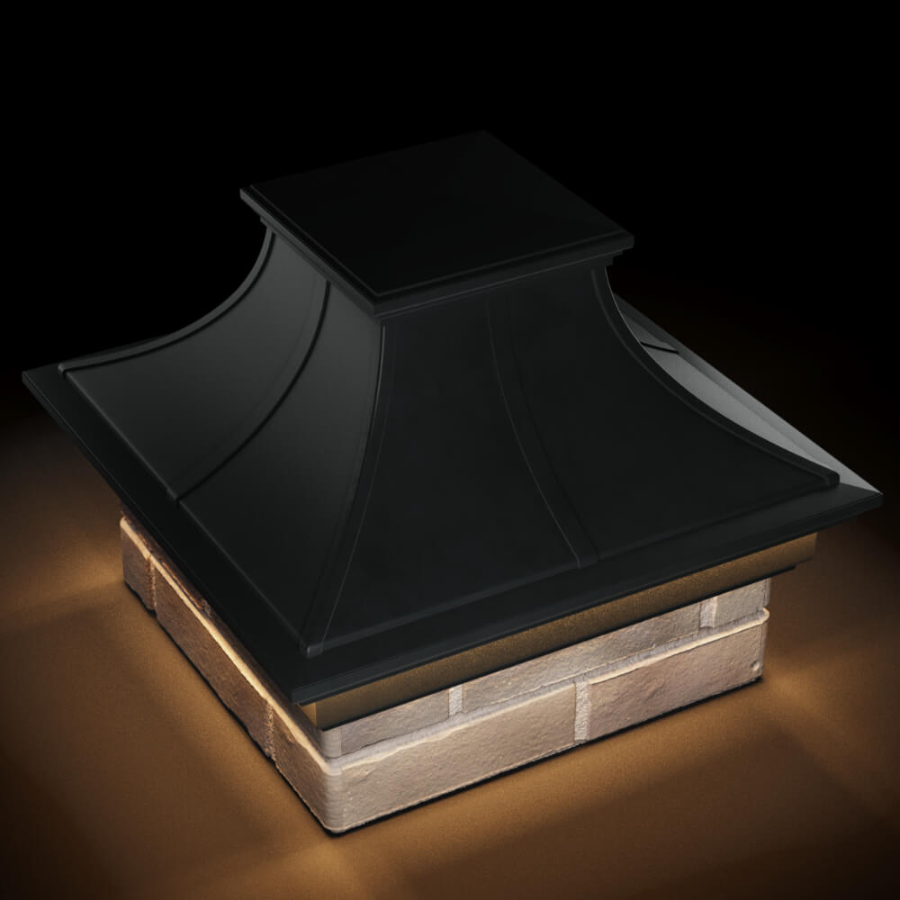 Колпак Zking Монблан Премиум Черный на столб 1.5х1.5 кирпича (385х385мм) с подсветкой в Таганроге фото
