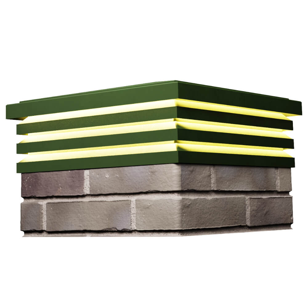 Колпак Zking Бона ХайТек Зеленый на столб 1.5х1.5 кирпича (385х385мм) с подсветкой в Таганроге фото