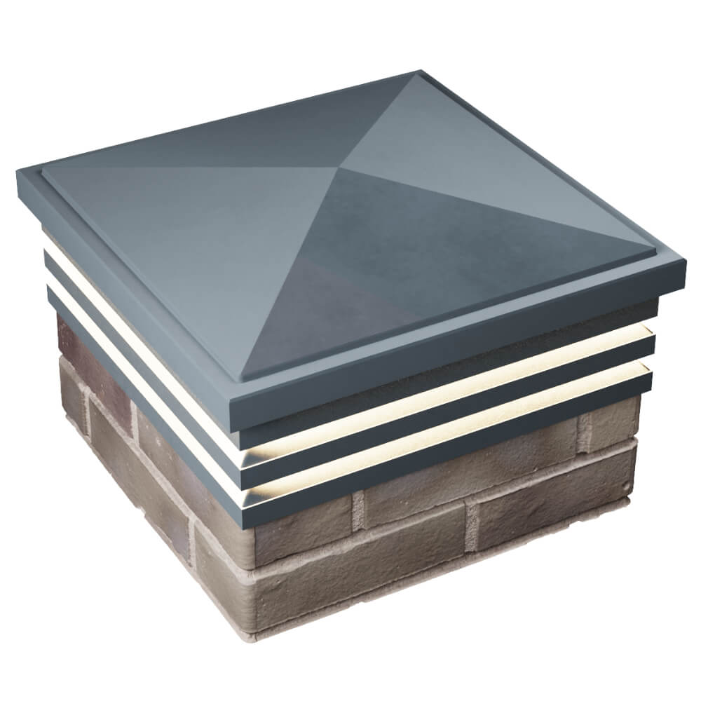 Колпак Zking Бона ХайТек Серый на столб 1.5х1.5 кирпича (385х385мм) с подсветкой в Таганроге фото