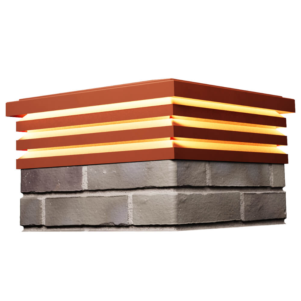 Колпак Zking Бона ХайТек Красный на столб 1.5х1.5 кирпича (385х385мм) с подсветкой в Таганроге фото