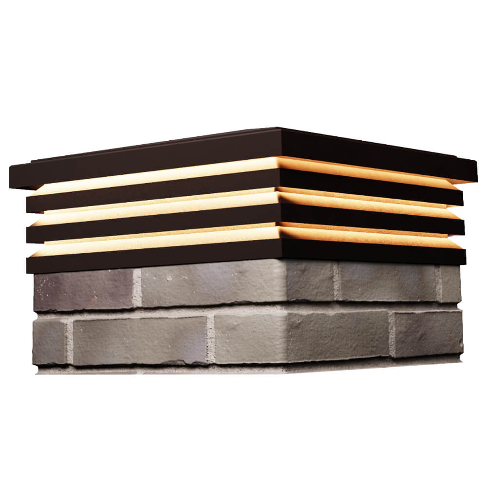 Колпак Zking Бона ХайТек Коричневый на столб 1.5х1.5 кирпича (385х385мм) с подсветкой в Таганроге фото