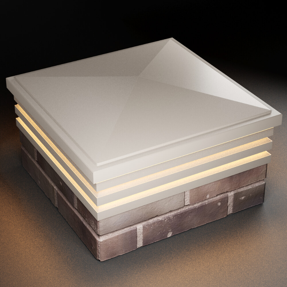 Колпак Zking Бона ХайТек Бежевый на столб 2х2 кирпича (513х513мм) с подсветкой в Таганроге фото