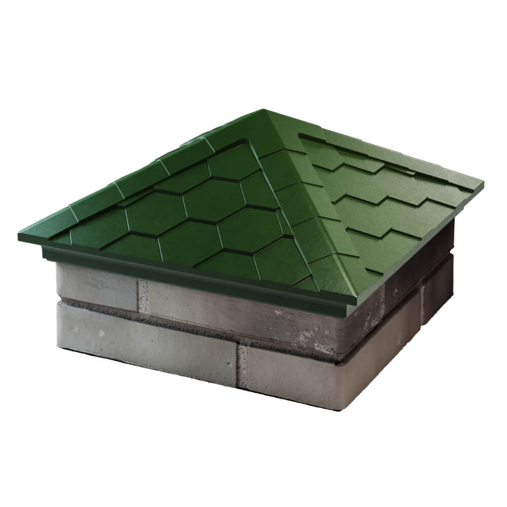 Колпак Zking Эверест Зеленый на столб 1.5х1.5 кирпича (390х390мм) в Таганроге фото