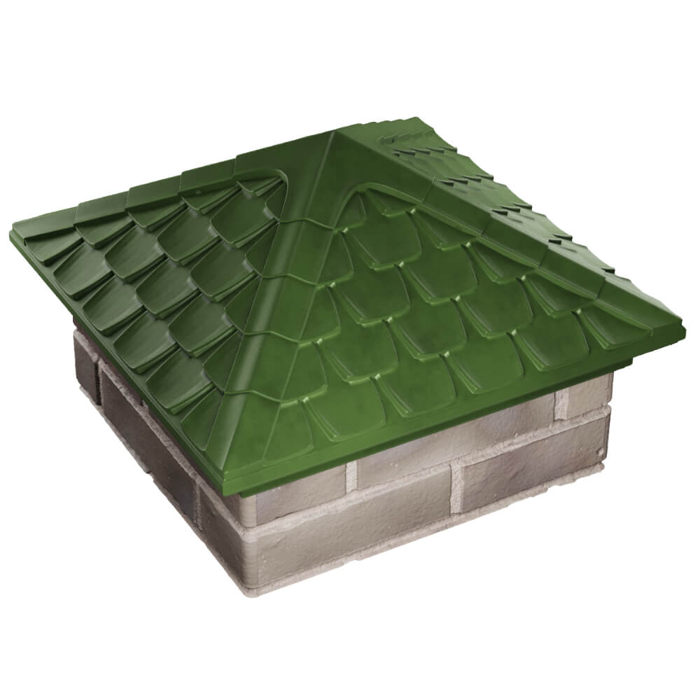 Колпак Zking Эльбрус Зеленый на столб 1.5х1.5 кирпича (385х385мм) в Таганроге фото