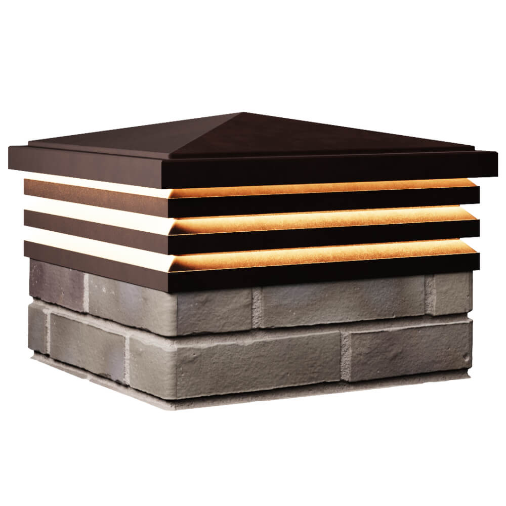 Колпак Zking Бона ХайТек Коричневый на столб 1.5х1.5 кирпича (385х385мм) с подсветкой в Таганроге фото