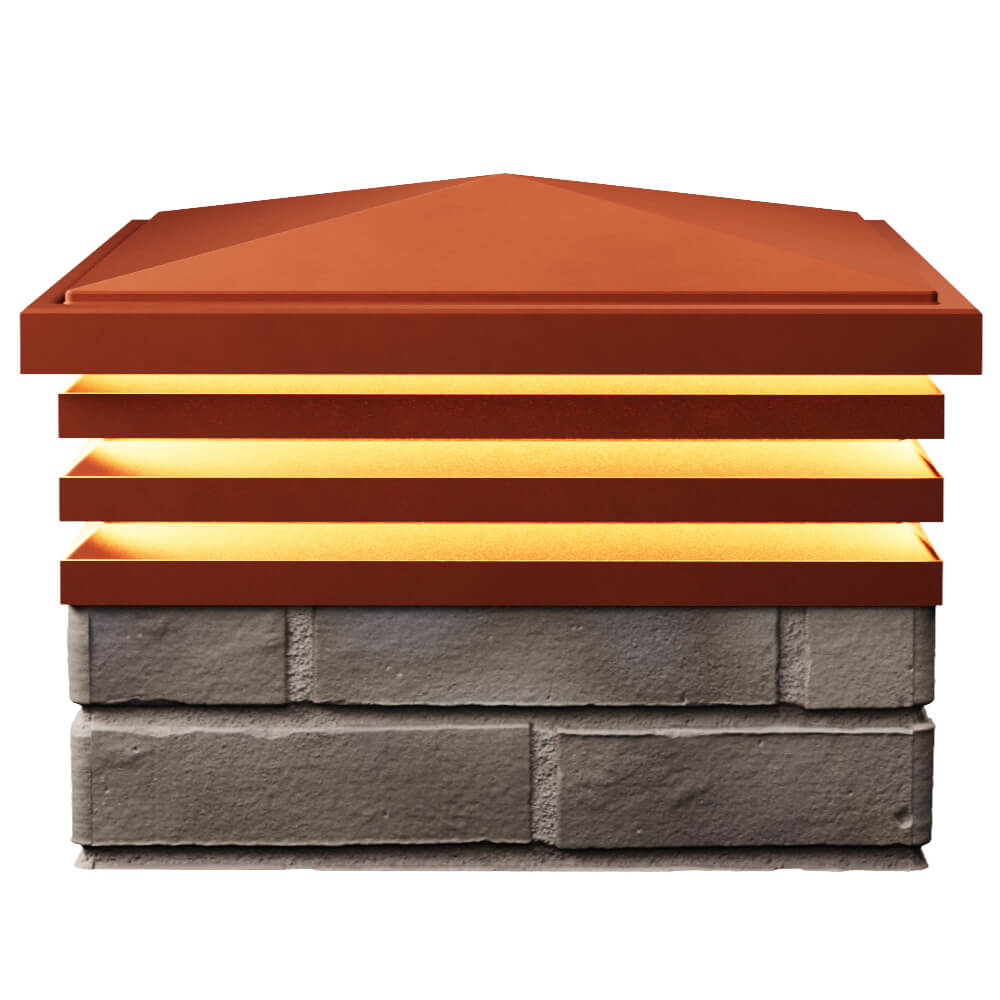 Колпак Zking Бона ХайТек Красный на столб 1.5х1.5 кирпича (385х385мм) с подсветкой в Таганроге фото