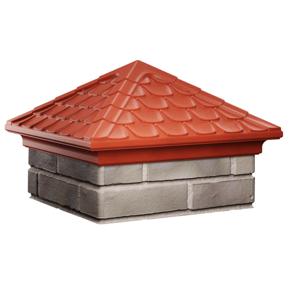 Колпак Zking Эльбрус Красный на столб 1.5х1.5 кирпича (385х385мм) в Таганроге фото