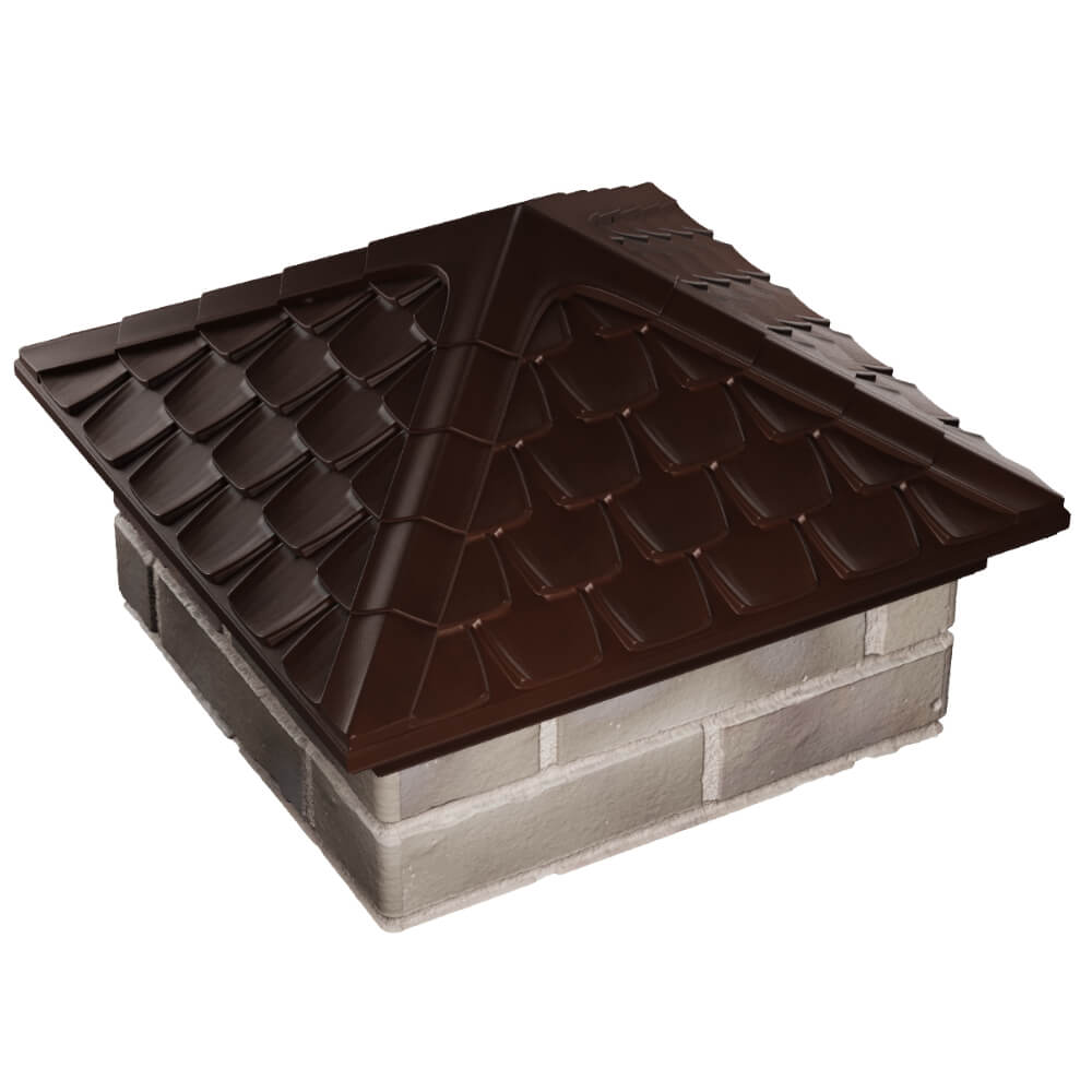 Колпак Zking Эльбрус Коричневый на столб 1.5х1.5 кирпича (385х385мм) в Таганроге фото