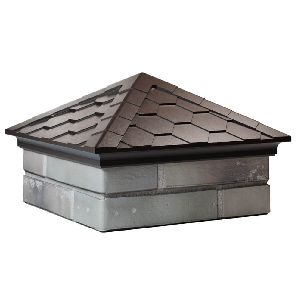 Колпак Zking Эверест Коричневый на столб 1.5х1.5 кирпича (390х390мм) в Таганроге фото