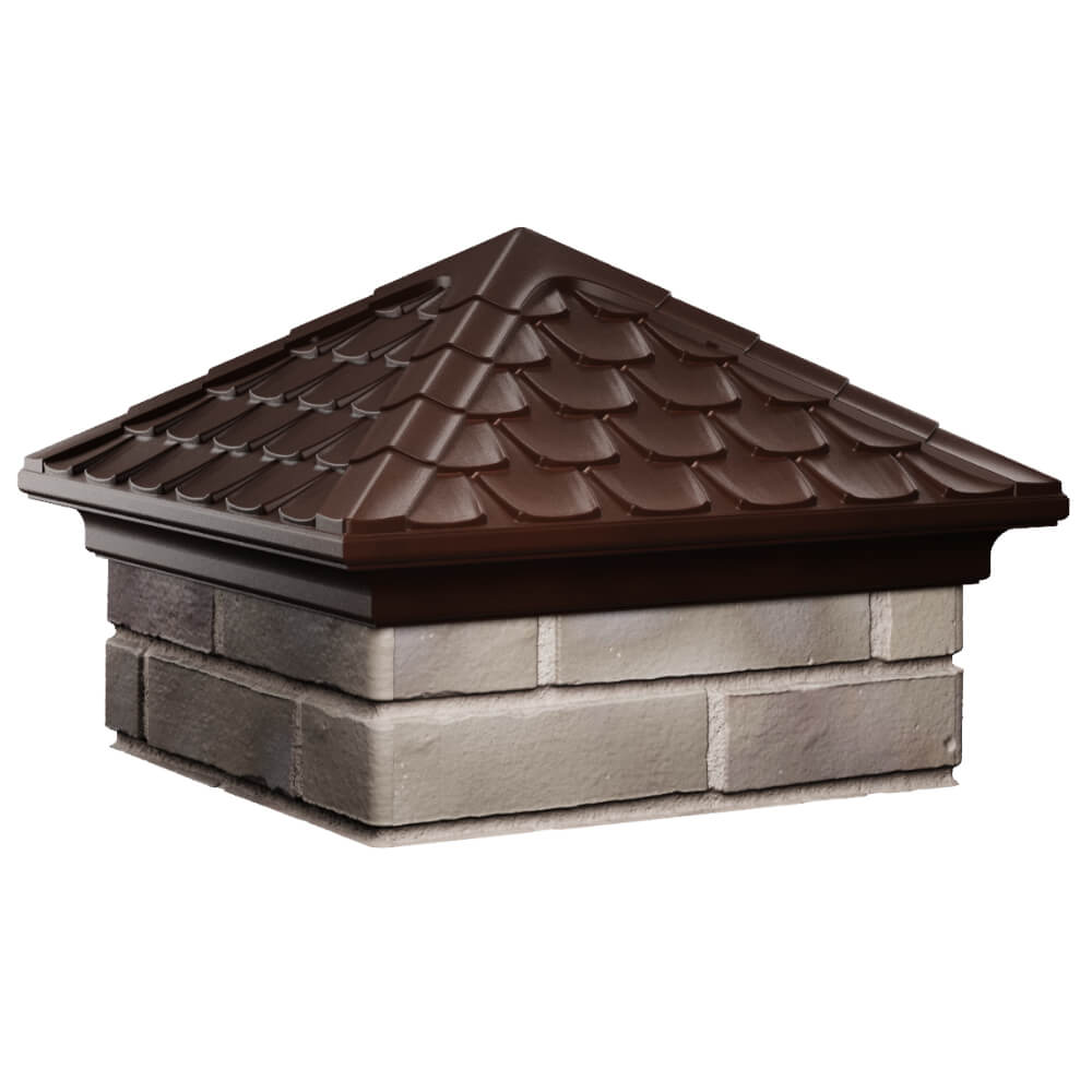 Колпак Zking Эльбрус Коричневый на столб 1.5х1.5 кирпича (385х385мм) в Таганроге фото