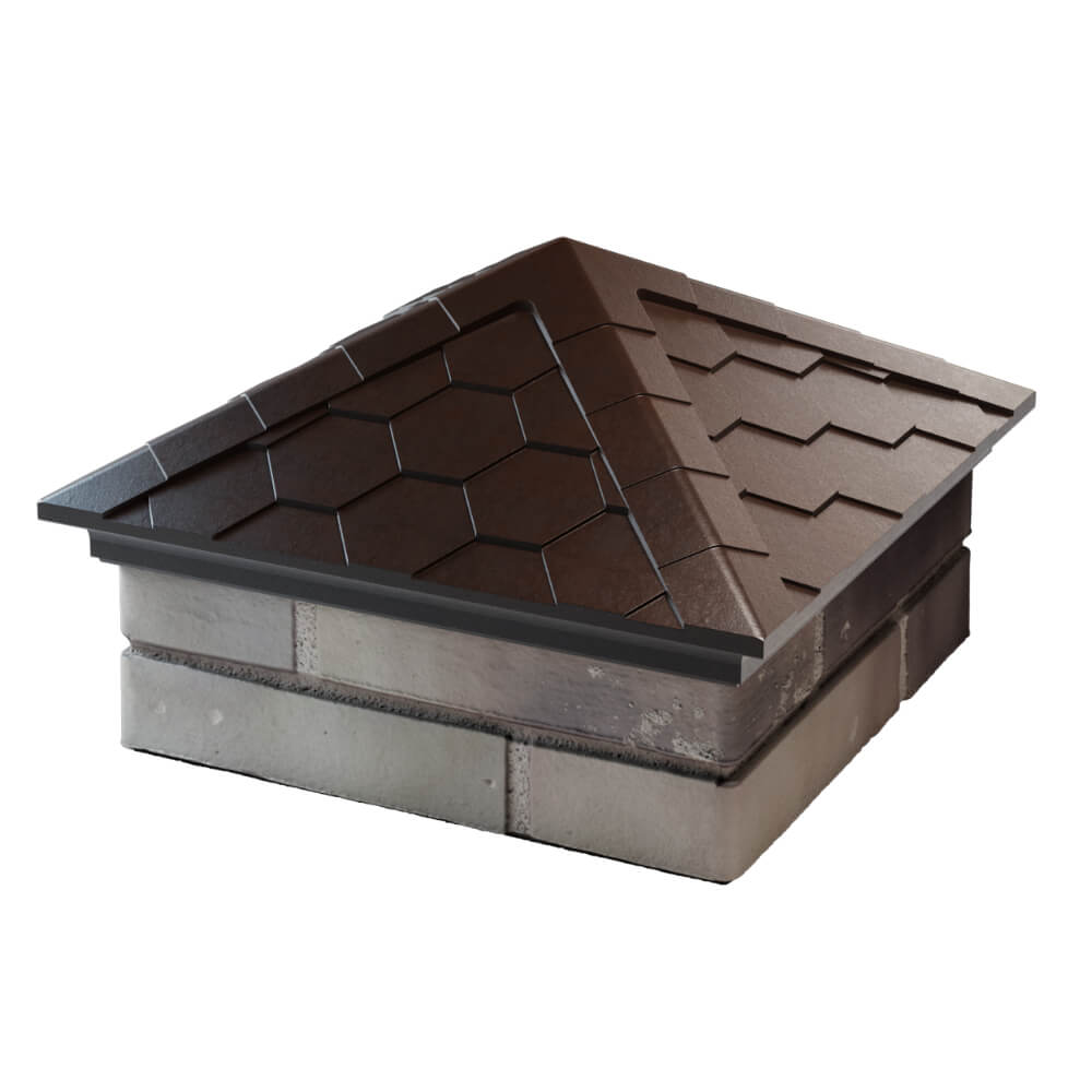 Колпак Zking Эверест Коричневый на столб 1.5х1.5 кирпича (390х390мм) в Таганроге фото