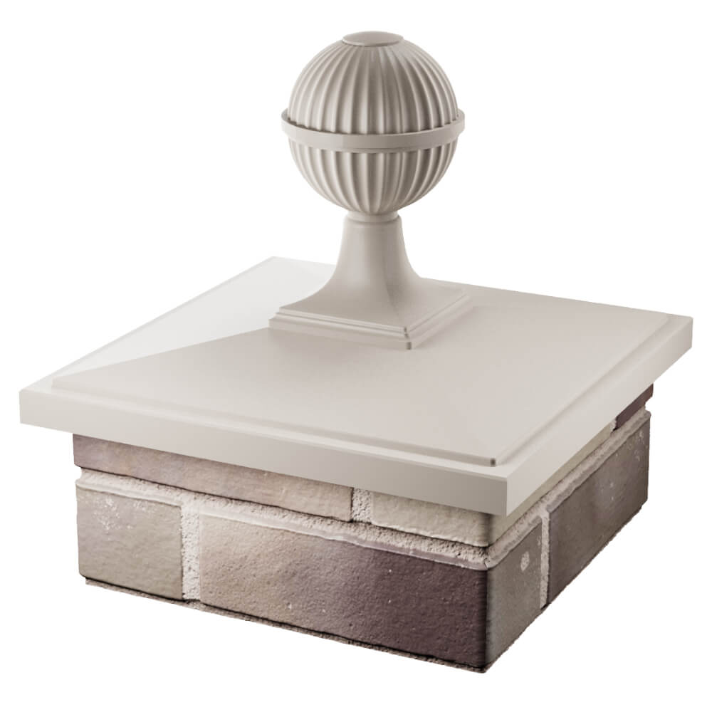 Колпак Zking БонаМоно Бежевый с шаром на столб 1.5х1.5 кирпича (385х385, 400х400мм) в сборе в Таганроге фото